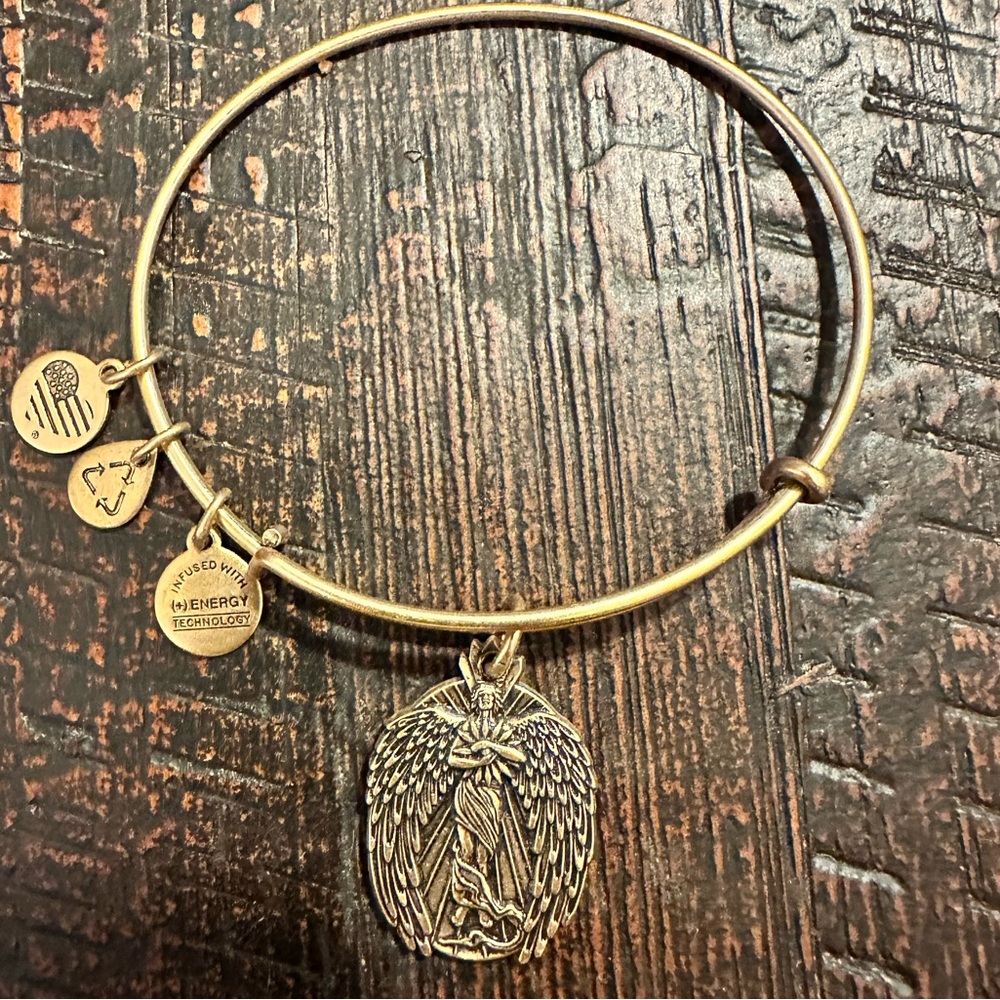 Alex and Ani Matte Gold Guardian of Enlighten Bangle Charm Bracelet